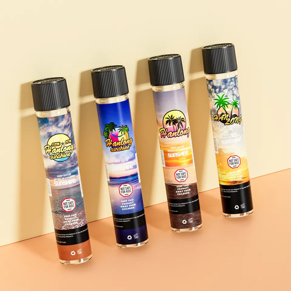 Wholesale 90mm 116mm 120mm 125mm custom design flower stash child proof packaging child resistant pre glass tubes with cap