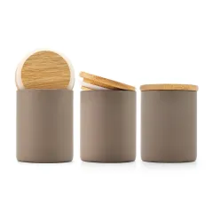 High quality borosllicate spice frosted glass jar food storage coffee tea container jars with bamboo lid