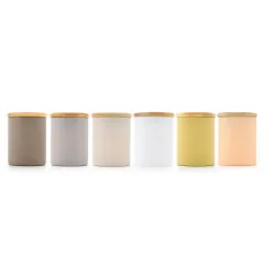 Recyclable clear glass bottle wooden glass food storage container luxury candle jars glass with child resistant bamboo lids