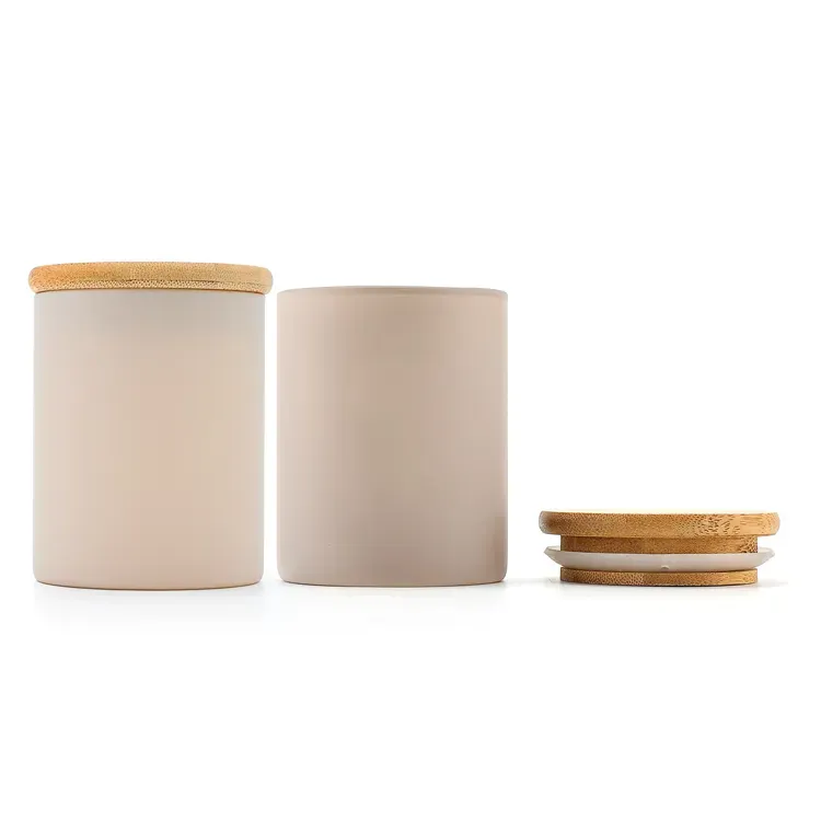Colorful glass bottle wide mouth jar coffee glass bottle Eco-friendly borosilicate glass container with airtight bamboo wood lid