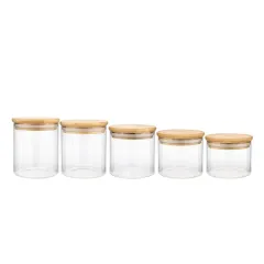 Wholesale high borosilicate glass coffee storage containers jars bamboo storage jars
