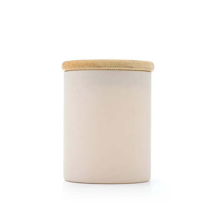 High quality borosllicate spice frosted glass jar food storage coffee tea container jars with bamboo lid