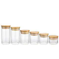 30ml 50ml 80ml 100ml 120ml 150ml wholesale clear borosilicate kitchen food storage glass jar with bamboo lid