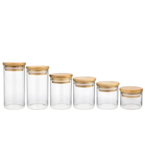 30ml 50ml 80ml 100ml 120ml 150ml wholesale clear borosilicate kitchen food storage glass jar with bamboo lid