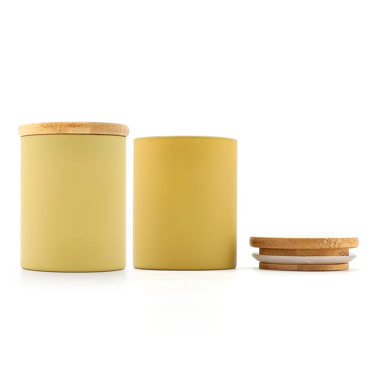 High quality borosllicate spice frosted glass jar food storage coffee tea container jars with bamboo lid