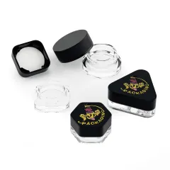 3g 5g 7g 9g Small Clear Glass Cream Jars Custom Logo Square Concentrate Containers Child Resistant Cap CRC Glass Jar