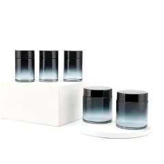Luxury gradient blue glass jar food storage airtight smell proof glass storage cookie coffee tea jar