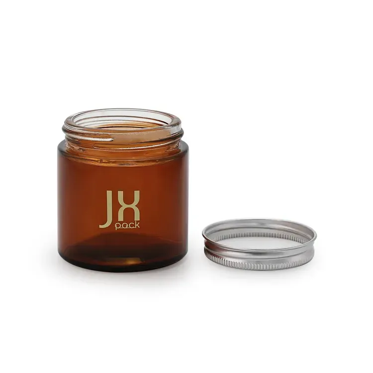 Wholesale empty round wide mouth child proof glass honey cookie food storage jar with aluminum lid