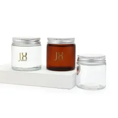 Honey candy flower candy food storage container amber clear glass jar with airtight child proof lid