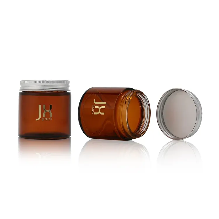 Wholesale empty round wide mouth child proof glass honey cookie food storage jar with aluminum lid