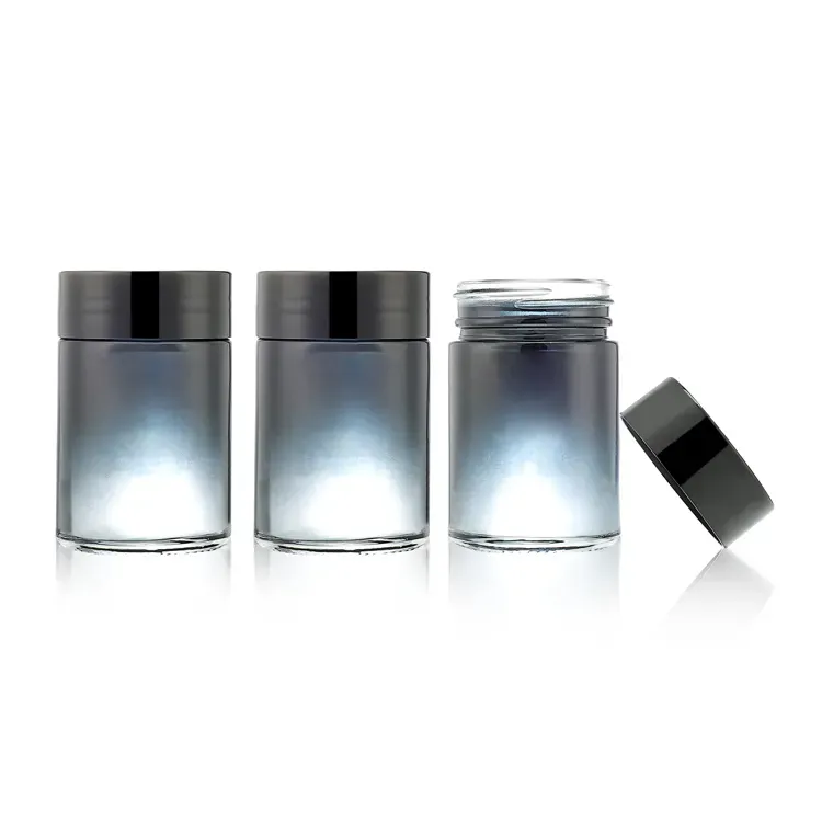 Smell proof gradient blue bottle coffee tea container jars big storage large sealed jar with lid