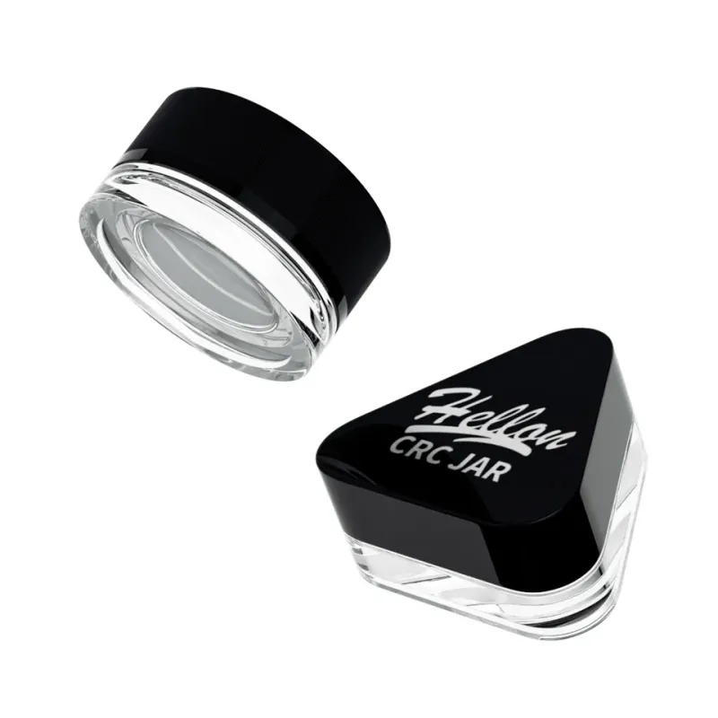 Custom 5ml 7ml 9ml Child Resistant Cube Square Clear Glass Concentrate Container Jar with child resistant plastic Caps