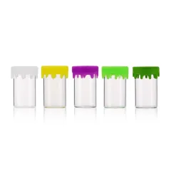 Manufacturer oil wax container smell proof jar with silicone lid 5ml 10ml 50ml cream glass jar