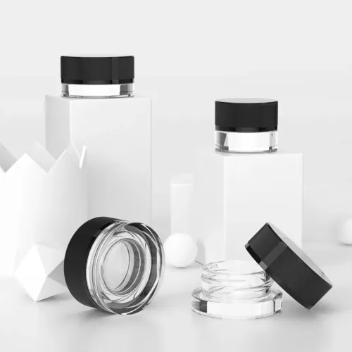 Bulk Stock Black UV Clear Square Concentrate Container 3ml 5ml 7ml 9ml Flower Glass Storage Jar With Child Resistant Lid