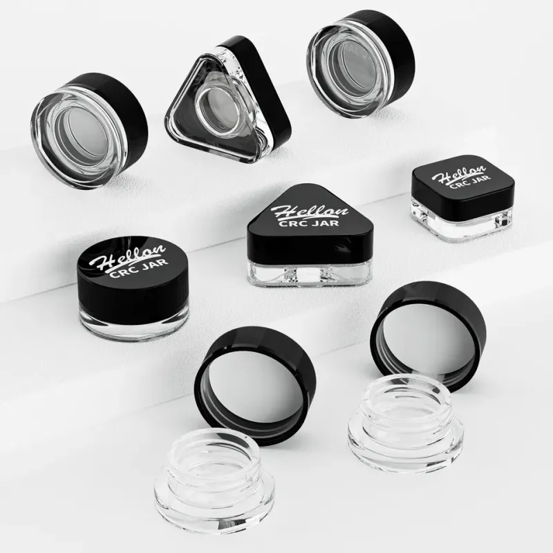 Custom Logo 3ml 5ml 7ml 9ml Child Resistant Glass Jar With Black Cap Concentrate Cream Jar Cosmetic Round Small Glass Jars
