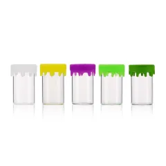New arrival air tight stash jar wax oil storage containers mini size clear glass Jar with silicone lid