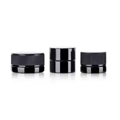 3ml 5ml 7ml black round small Glass flower Jar for wax oil child resistant concentrate container cosmetic cream jar with ABS lid