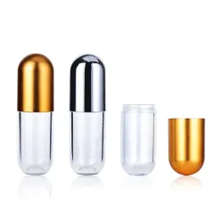 50ml clear pharmaceutical pill bottles capsule bottle for healthy supplement with gold screw cap plastic packaging bottle