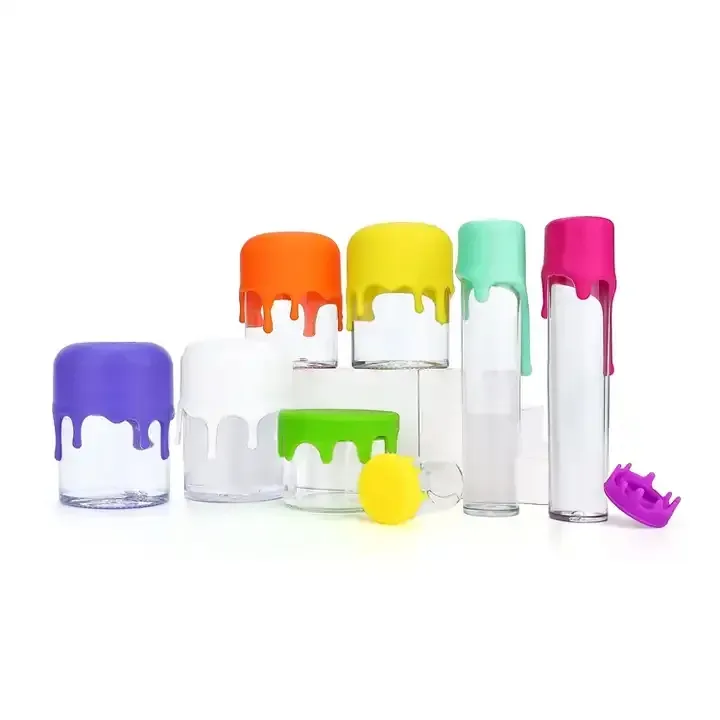 2 Grams Plastic Pre Tubes with Child Resistant Proof Silicone Cap Roll Pre Roll Packaging Tube Containers
