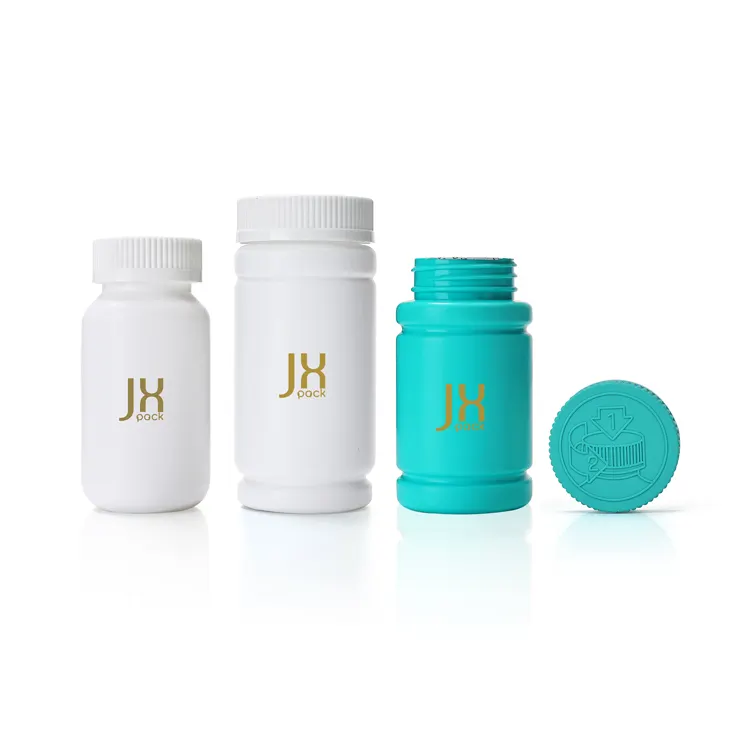 Custom 40ml 80ml 100ml 150ml luxury white blue plastic pill bottle pharmaceutical capsule bottle medicine pill bottles