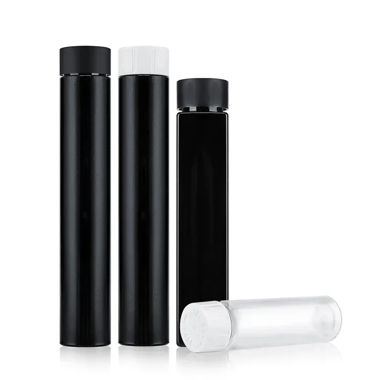 High quality PET 115mm 130mm childproof plastic tube push down and turn cap plastic square tube for flower packaging