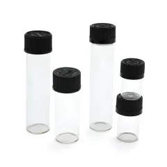 Hot sale custom size clear glass tube packaging black screw crc cap glass test tube childproof tube