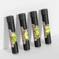 115mm 120mm Glass pre packaging smell proof glass rolled tubes 116mm flower glass tubes container customized stickers with cap