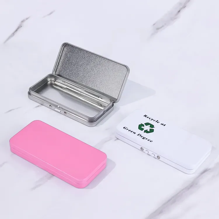 Custom Silver Rectangular Airtight Child Safe Tin Box Packaging Candy Child Resistant Metal Sliding Pre Cr Tin Cans Boxes