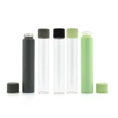 Customize printing pre tube glass clear king size 125mm frosted child resistant glass tube for pre packagin