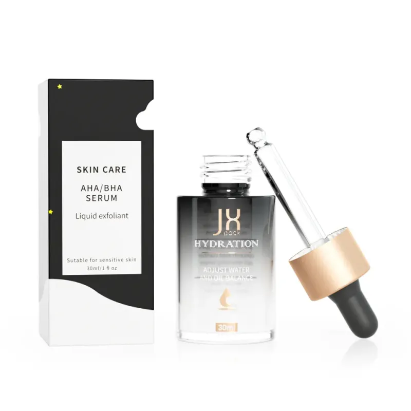 custom luxury glass essential oil dropper bottle box packing 30ml 50ml 60ml skin care serum dropper bottle with gift box