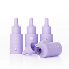 Skincare packaging cosmetic purple flat shoulder 30ml essential oil glass dropper bottle