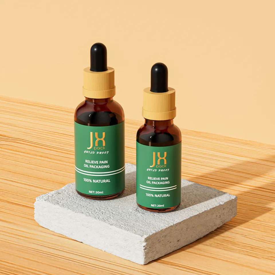 Glass Flat Shoulder Serum Dropper Bottle with Box Black Cosmetic Packaging Custom Screen Printing Cosmetic Customized Dropper