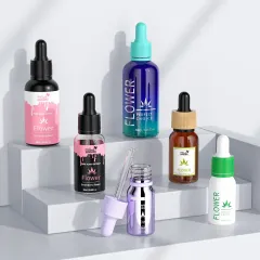 Glass Flat Shoulder Serum Dropper Bottle with Box Black Cosmetic Packaging Custom Screen Printing Cosmetic Customized Dropper