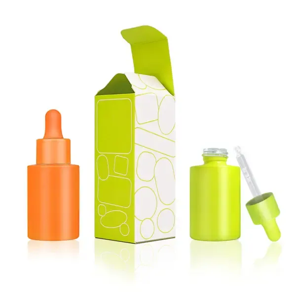 Customized Design Purple Serum Bottles 30ml Flat Shoulder Glass Dropper Bottle 50ml Frosted Luxury Cosmetic Empty Bottle