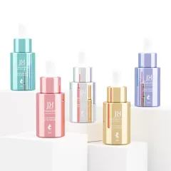 Custom Plating 30ml 50ml Luxury Serum Bottle 1oz Round Essential Oil Glass Dropper Bottle Pink Cosmetic Packaging Bottles