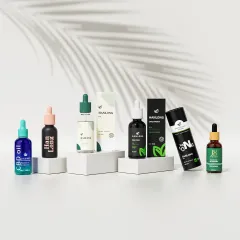 Glass Flat Shoulder Serum Dropper Bottle with Box Black Cosmetic Packaging Custom Screen Printing Cosmetic Customized Dropper
