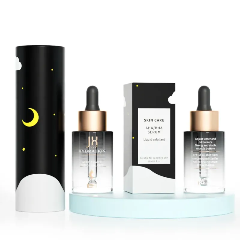 Custom 1 oz 2 oz Skincare High Quality Glass Bottle Dropper Luxury Black 30ml Hair Serum Dropper Bottle 50ml With Box