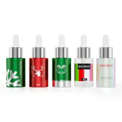 Custom christmas serum essential oil bottle flat shoulder glass dropper bottle