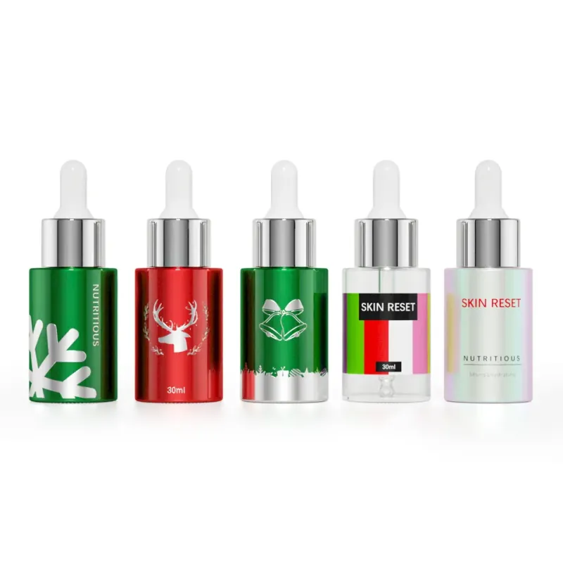 New Design Christmas Glass Bottle Essential Oil Serum Bottle 20ml 30ml 40ml 50ml 60ml 80ml Customized Dropper Bottle