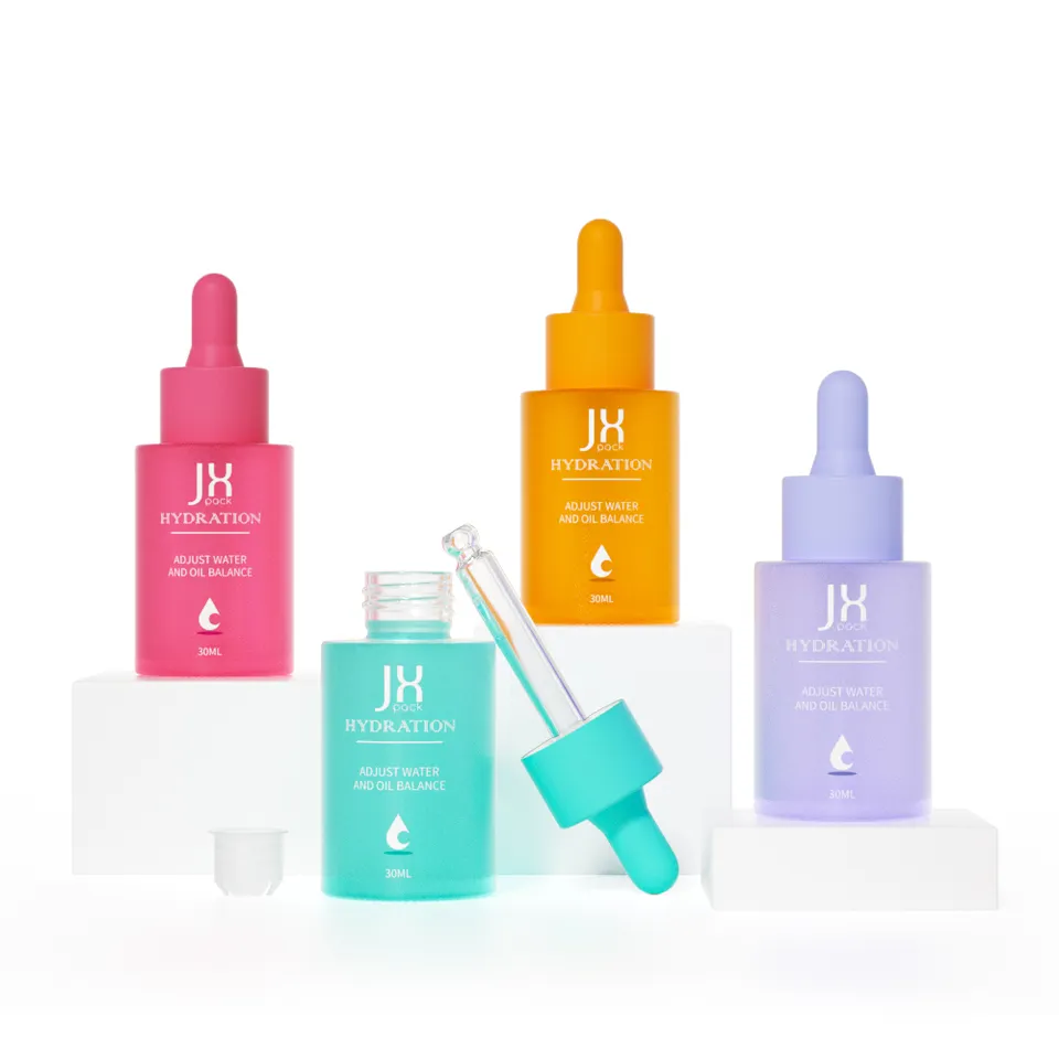 Free Sample 30ml Serum Dropper Bottle 1oz Glass Bottles For Essential Oils 50ml Luxury Glass Cosmetic Packaging
