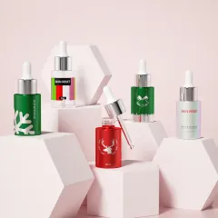 Custom christmas serum essential oil bottle flat shoulder glass dropper bottle