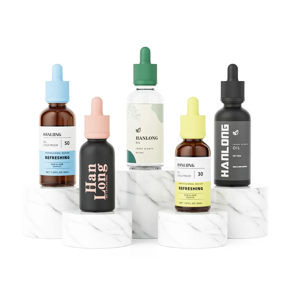 15Ml 30Ml 50Ml 100Ml child proof resistant screw lid cap Essential Cosmetic Serum Custom Glass Dropper Bottle With Box Packaging