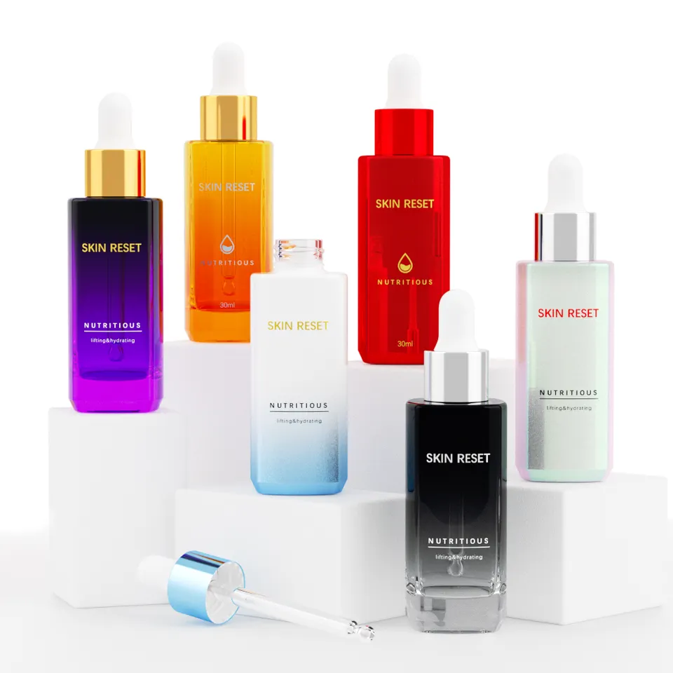 Custom 30ml Colorful Glass Dropper Bottles Essential Oil Bottle Empty Skin Care Serum Bottle