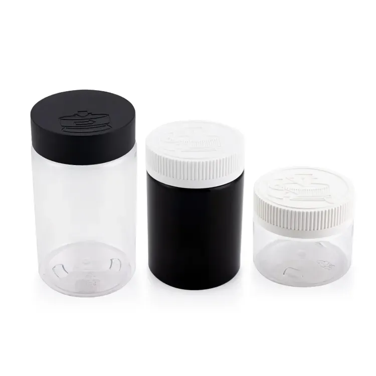 8oz 150ml 200ml 250ml 500ml Custom Clear Packaging Flower Storage Child Resistant Containers Child Proof Plastic Jars With Lids