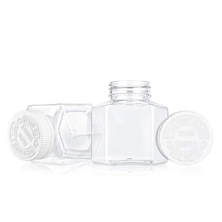 Wholesale 5oz 8oz Square Plastic Jar With Child Resistant Lid 150cc 250cc Clear Smell Proof Container Jar