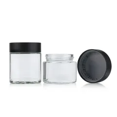 Custom Clear Glass Jar 2oz 3oz 4oz Child Proof Lid Smell Proof Stash Storage Flower Glass Jars