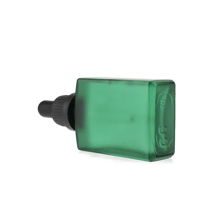 Square glass dropper bottle cosmetic packaging black green white empty face serum bottle with dropper