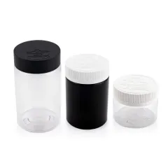 Wide mouth smell proof container tablet medicine vitamin supplement luxury transparent plastic pill bottles with CRC cap