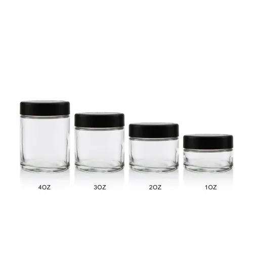 Custom Clear Glass Jar 2oz 3oz 4oz Child Proof Lid Smell Proof Stash Storage Flower Glass Jars