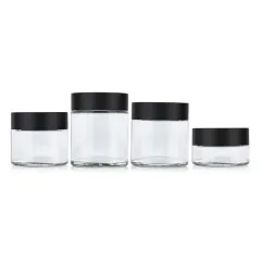 Custom Clear Glass Jar 2oz 3oz 4oz Child Proof Lid Smell Proof Stash Storage Flower Glass Jars